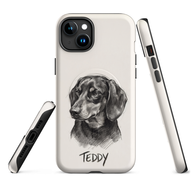 Charcoal Sketch Pet Portrait Case for iPhone 15 Plus