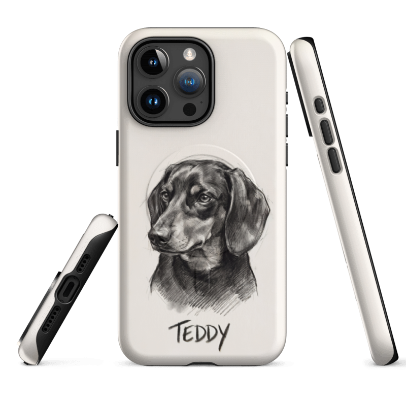 Charcoal Sketch Pet Portrait Case for iPhone 15 Pro Max