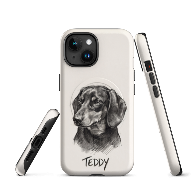 Charcoal Sketch Pet Portrait Case for iPhone 15