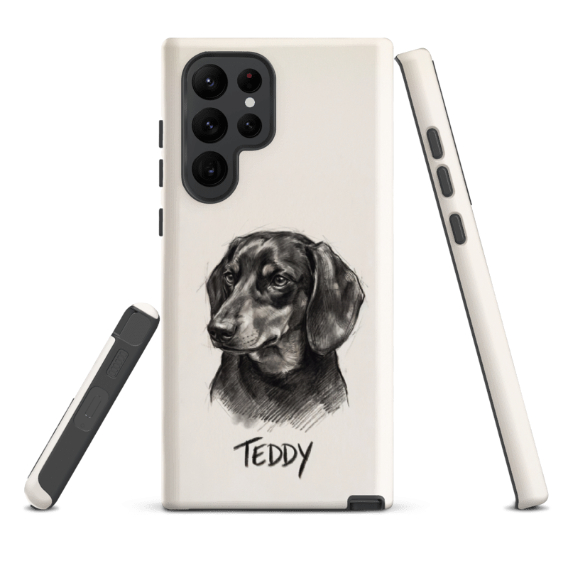 Charcoal Sketch Pet Portrait Case for Samsung Galaxy S22 Ultra