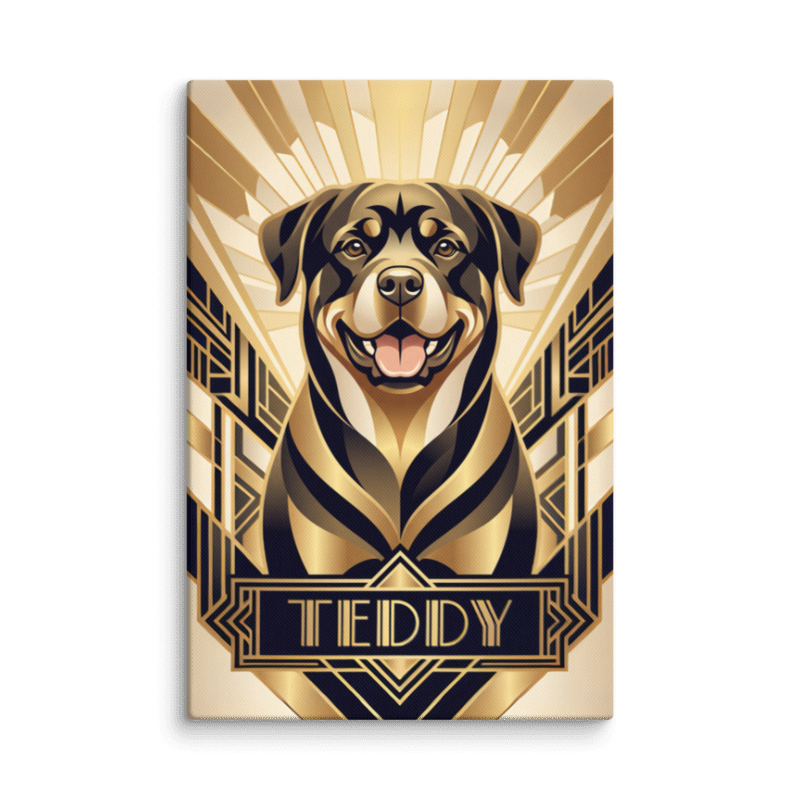Art Deco Pet Portrait Canvas Print 12x18