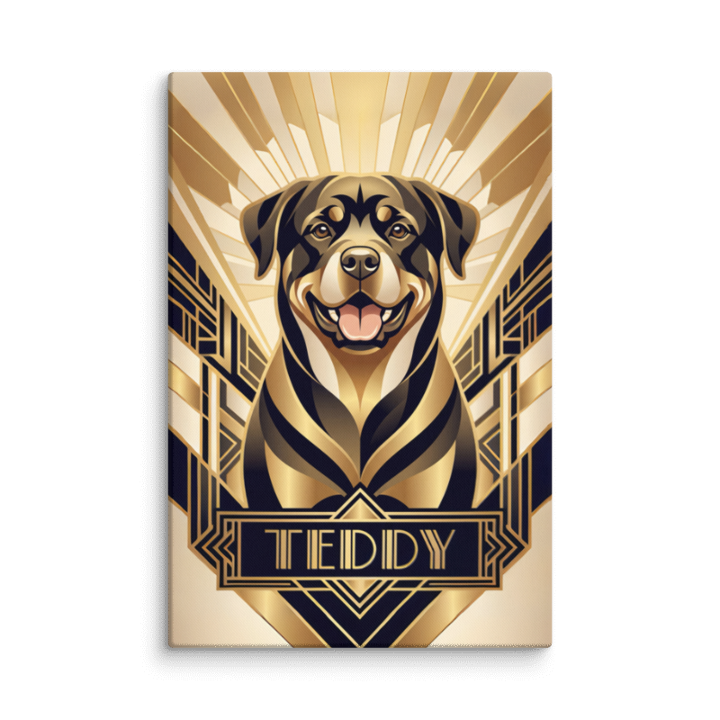 Art Deco Pet Portrait Canvas Print 20x30