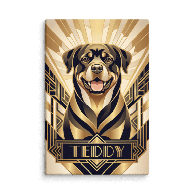 Art Deco Pet Portrait Canvas Print 24x36