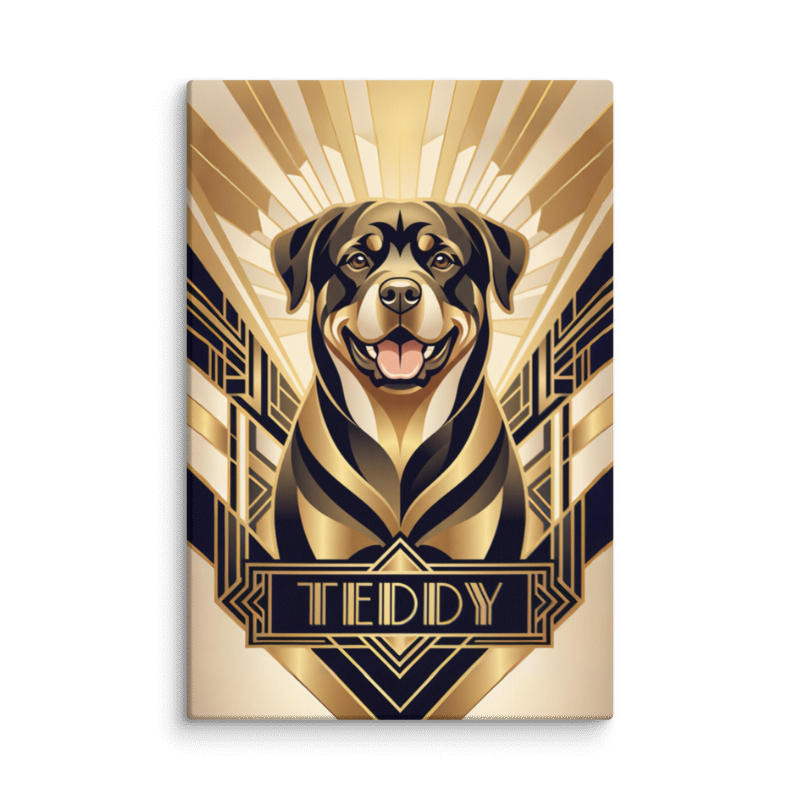Art Deco Pet Portrait Canvas Print 32x48