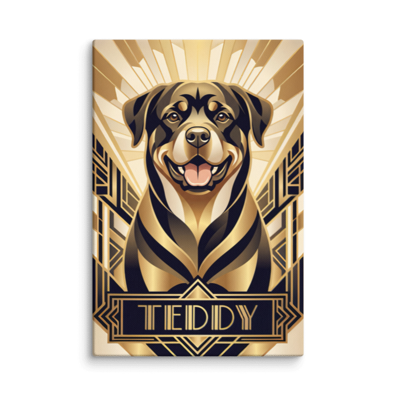 Art Deco Pet Portrait Canvas Print 8x12
