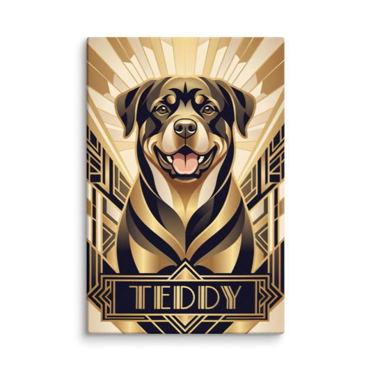 Art Deco Pet Portrait Canvas Print 8x12