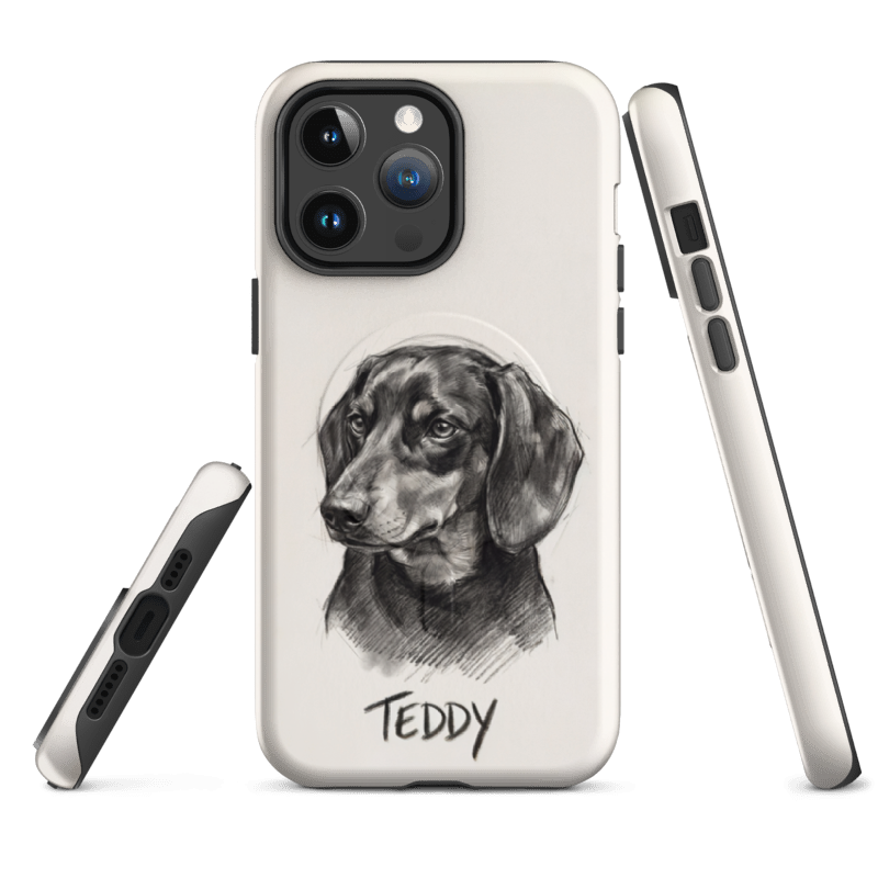 Charcoal Sketch Pet Portrait Case for iPhone 14 Pro Max