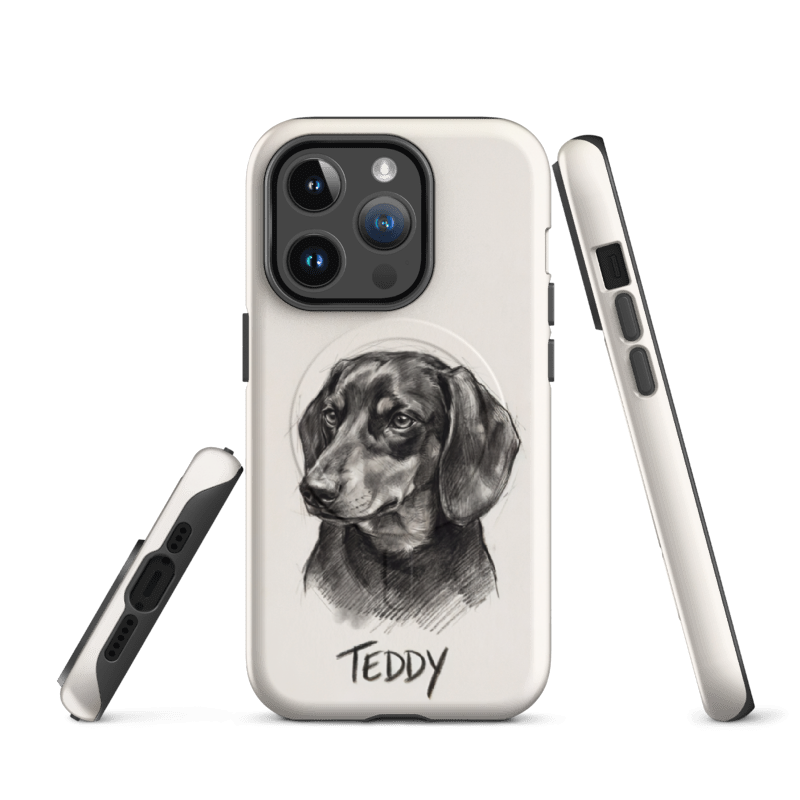 Charcoal Sketch Pet Portrait Case for iPhone 14 Pro