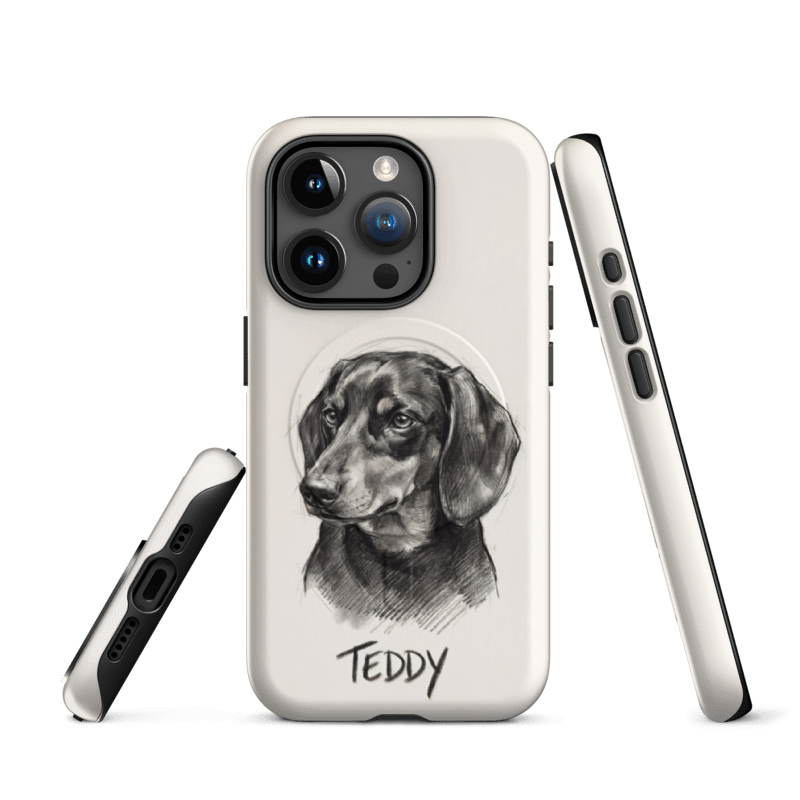 Charcoal Sketch Pet Portrait Case for iPhone 15 Pro