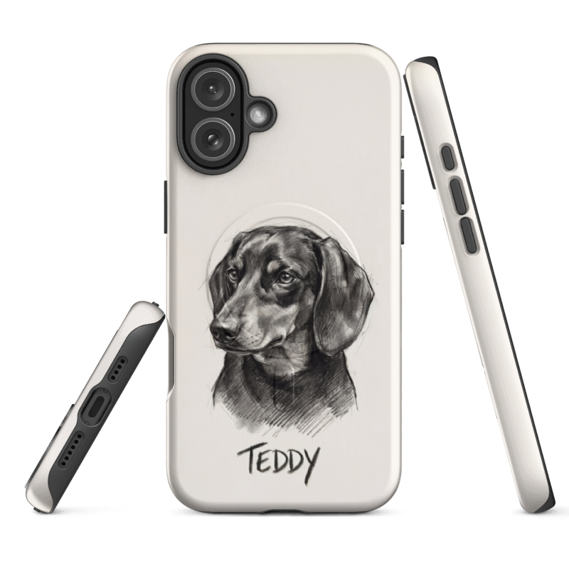Charcoal Sketch Pet Portrait Case for iPhone 16 Plus