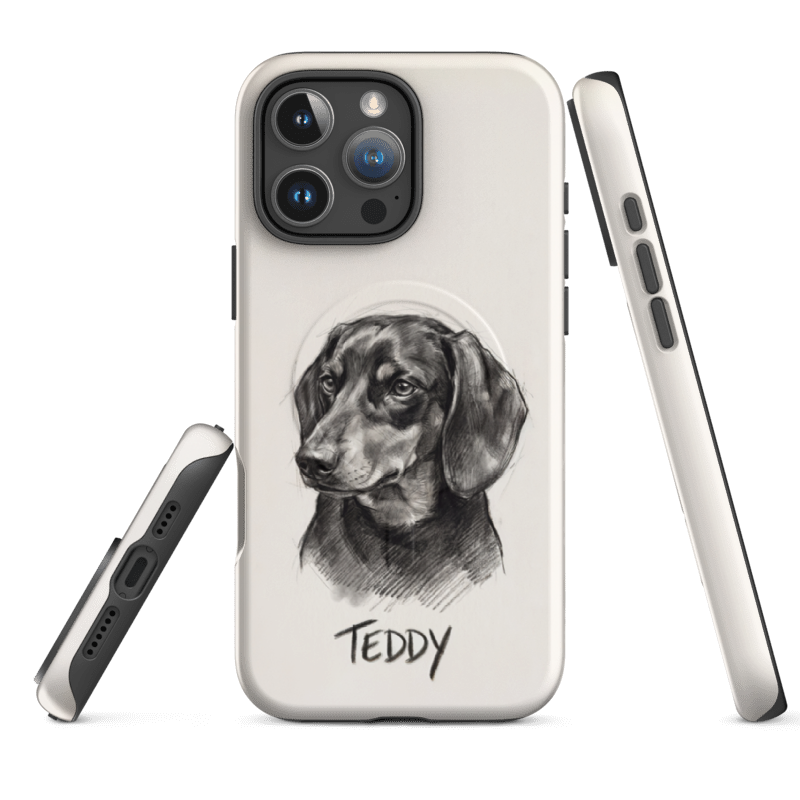 Charcoal Sketch Pet Portrait Case for iPhone 16 Pro Max