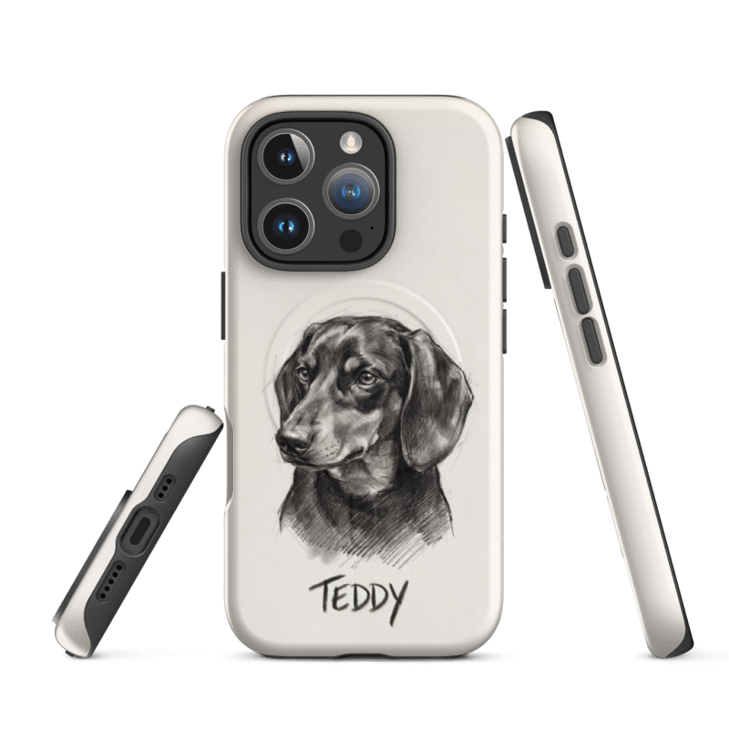 Charcoal Sketch Pet Portrait Case for iPhone 16 Pro