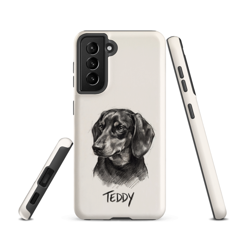 Charcoal Sketch Pet Portrait Case for Samsung Galaxy S21