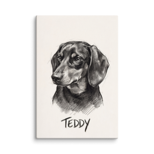 Charcoal Sketch Pet Portrait Canvas Print 8x12