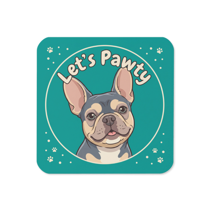 Let's Pawty Cork-Back Coaster