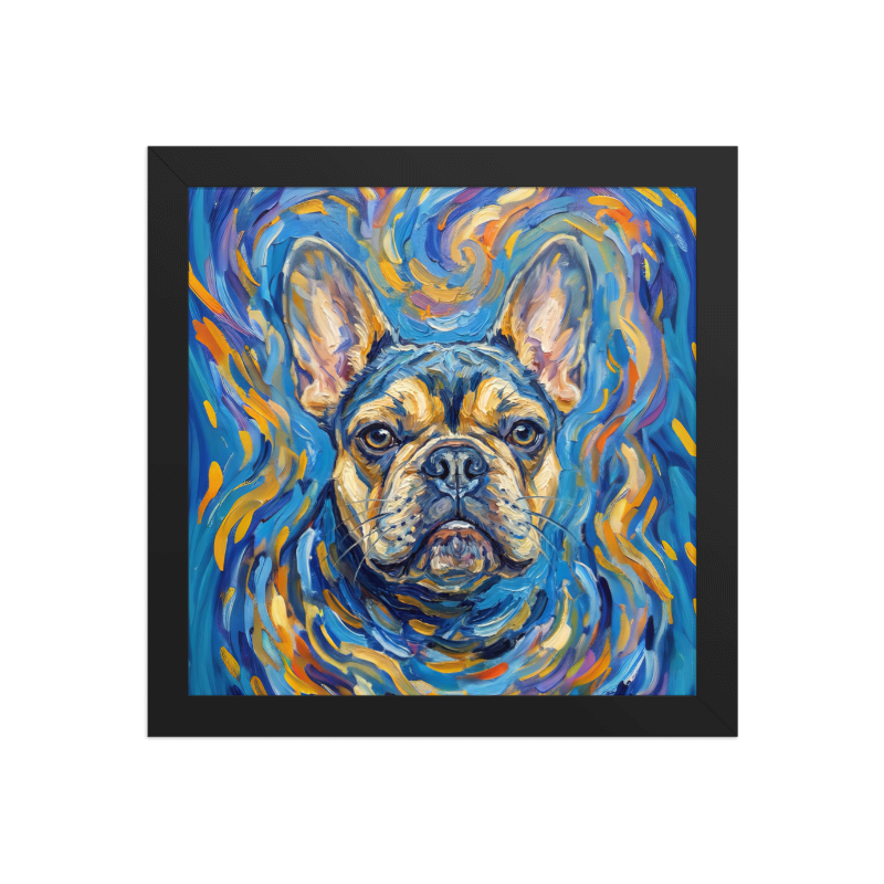 Starry Night Pet Portrait Framed Picture 10x10 Black Frame