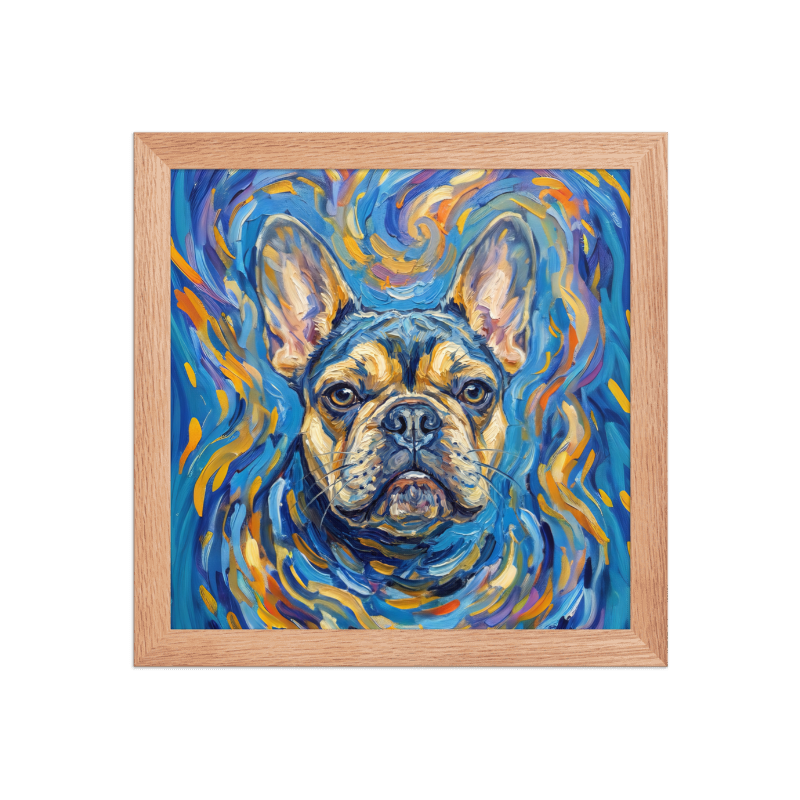Starry Night Pet Portrait Framed Picture 10x10 Oak Frame