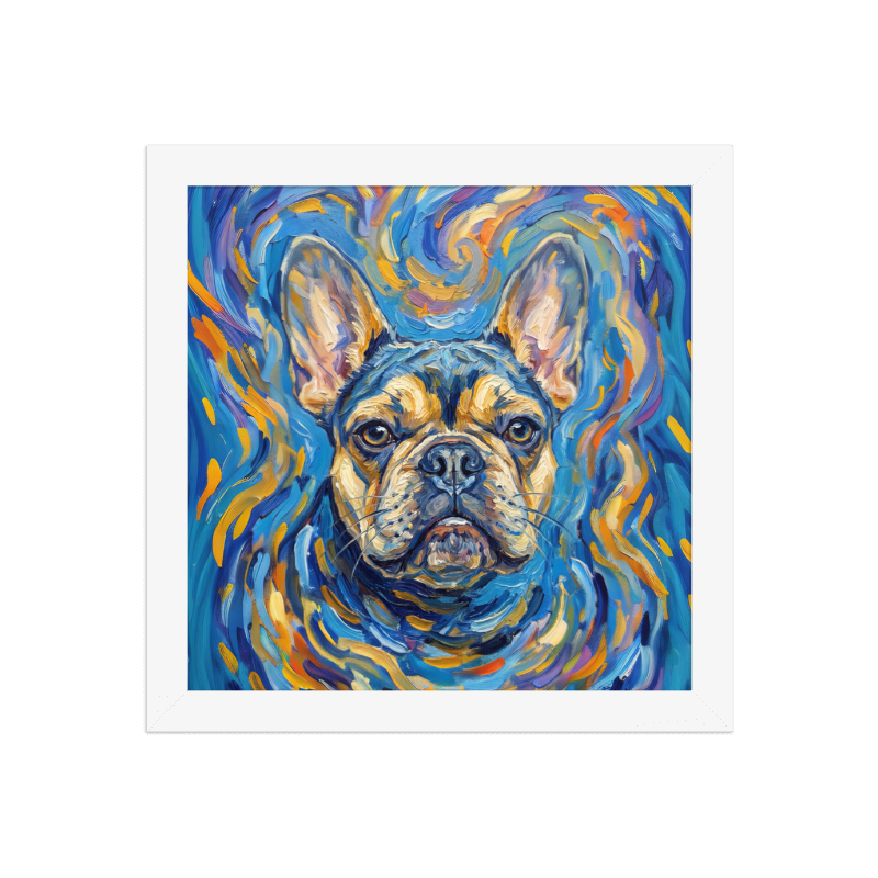 Starry Night Pet Portrait Framed Picture 10x10 White Frame
