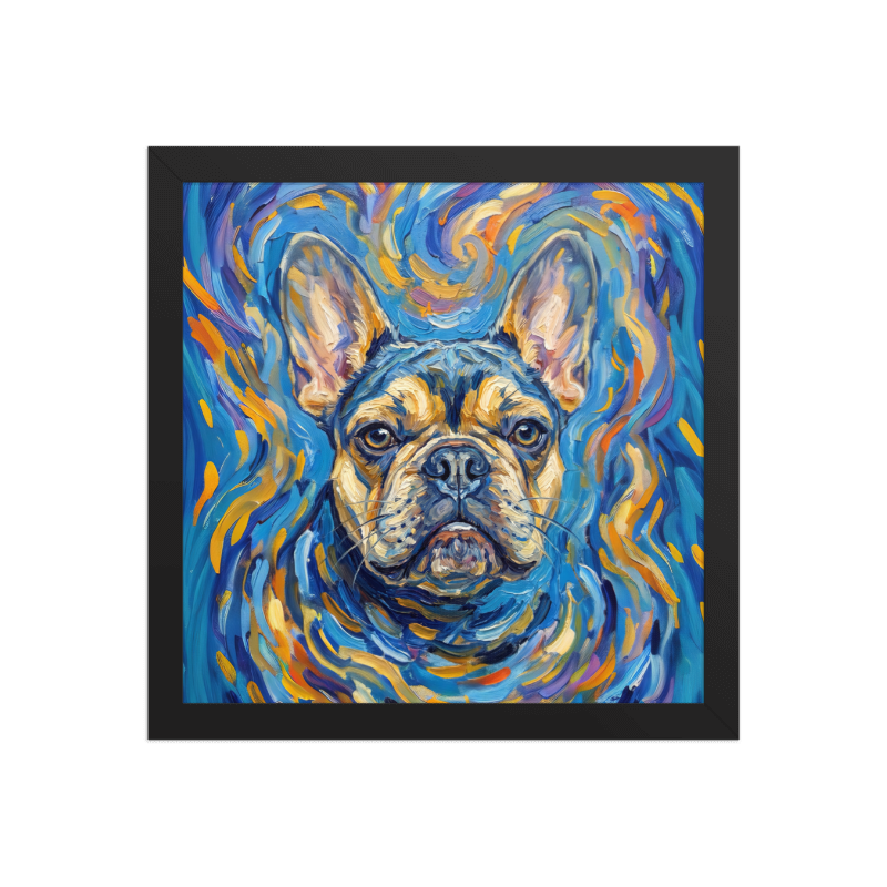 Starry Night Pet Portrait Framed Picture 12x12 Black Frame