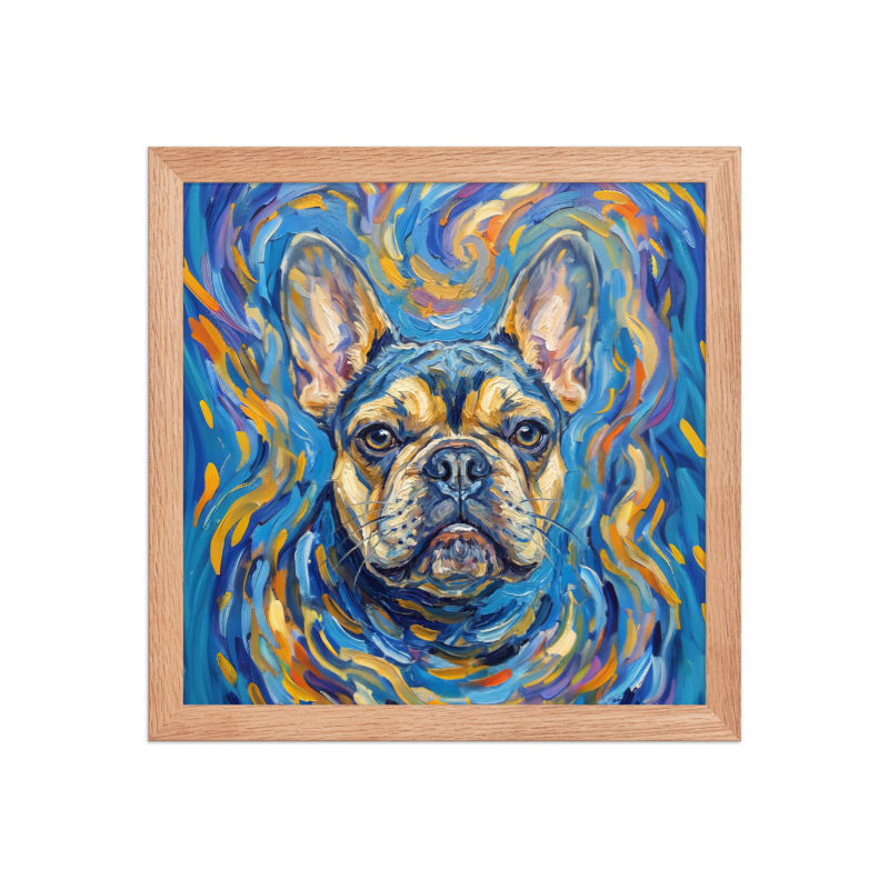Starry Night Pet Portrait Framed Picture 12x12 Oak Frame