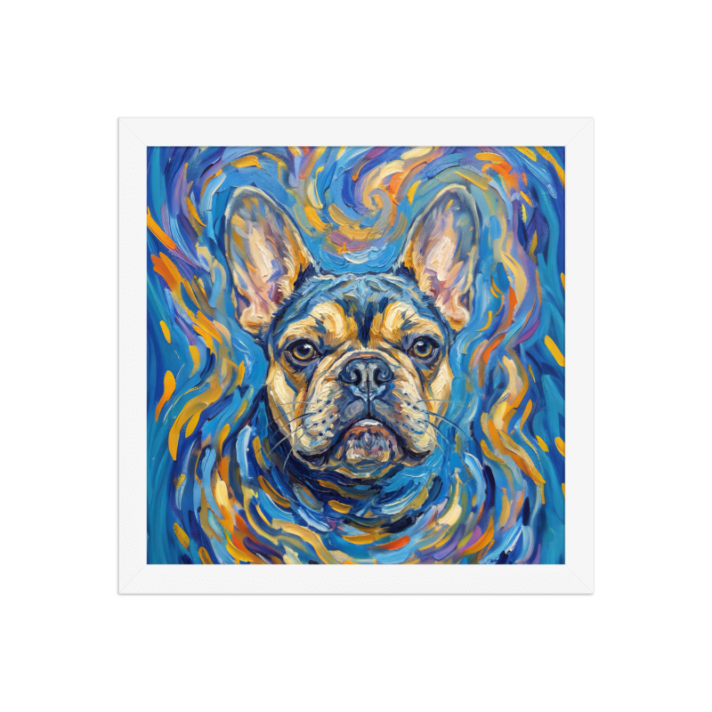 Starry Night Pet Portrait Framed Picture 12x12 White Frame