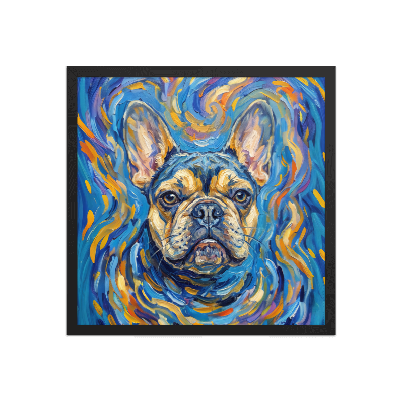 Starry Night Pet Portrait Framed Picture 18x18 Black Frame