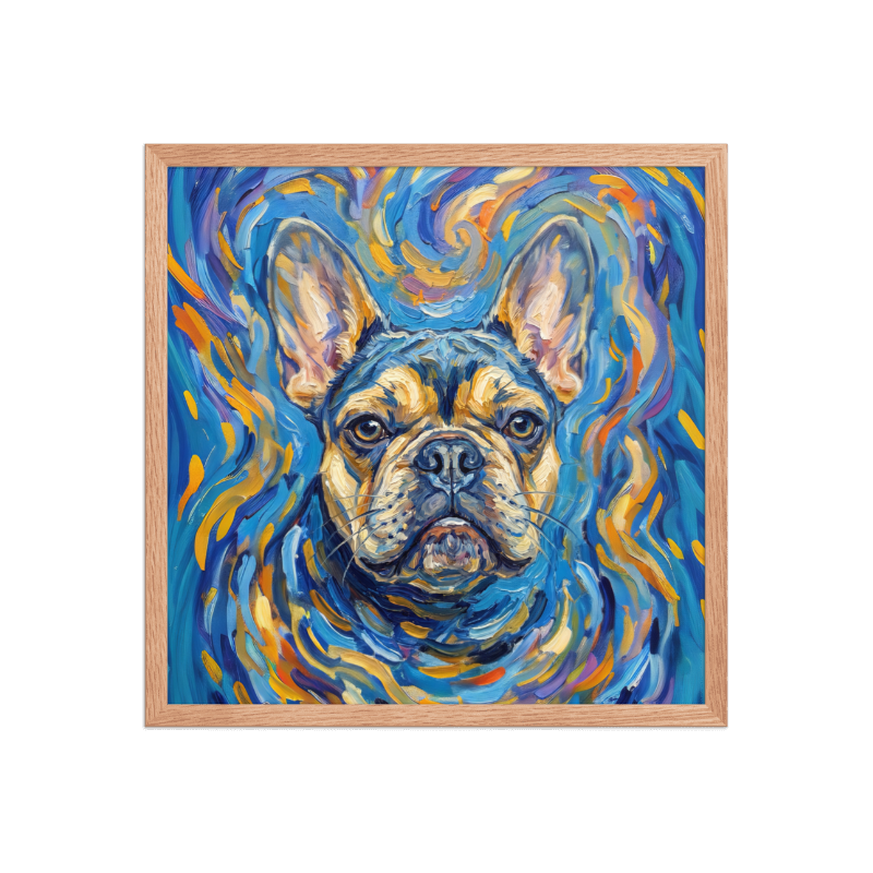 Starry Night Pet Portrait Framed Picture 18x18 Oak Frame
