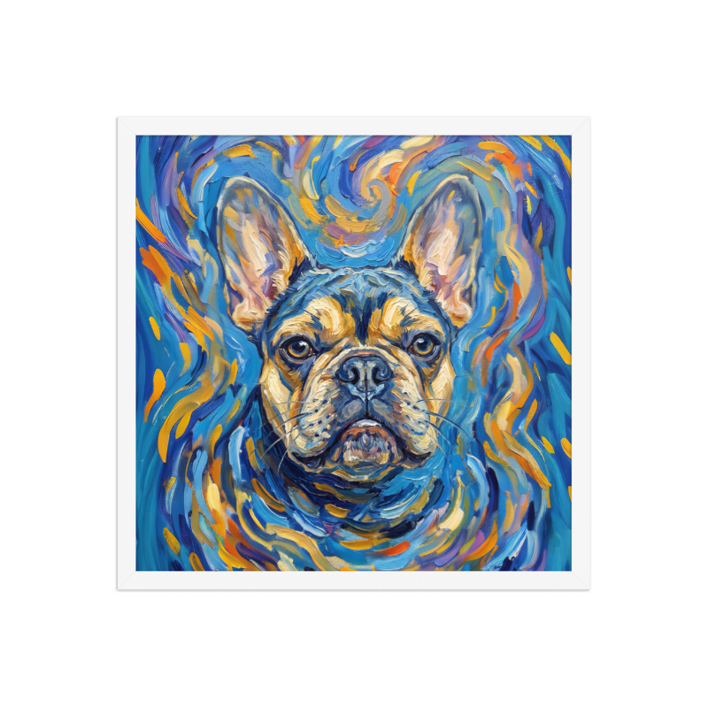 Starry Night Pet Portrait Framed Picture 18x18 White Frame
