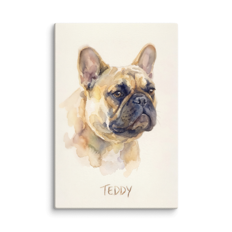 Watercolor Pet Portrait Canvas Print 8x12